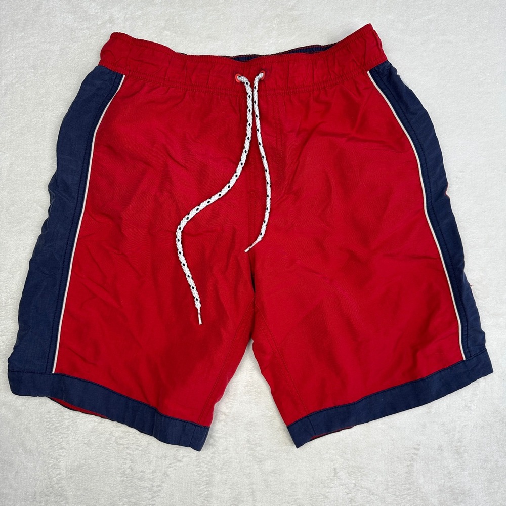 Vintage Tommy Hilfiger Swim Trunks Red Navy Blue Logo US.085 Athletic Men's Sz M